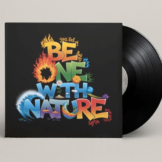 Be One With Nature Typography Custom Vinyl Record Sleeves