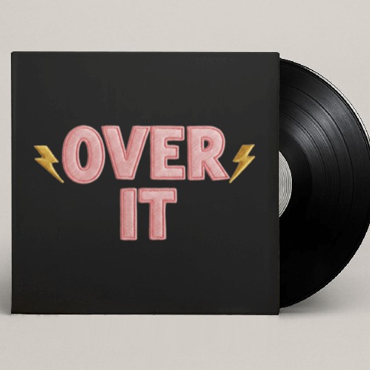 Over It Embroidered Pastel Puff Lettering Custom Vinyl Record Sleeves