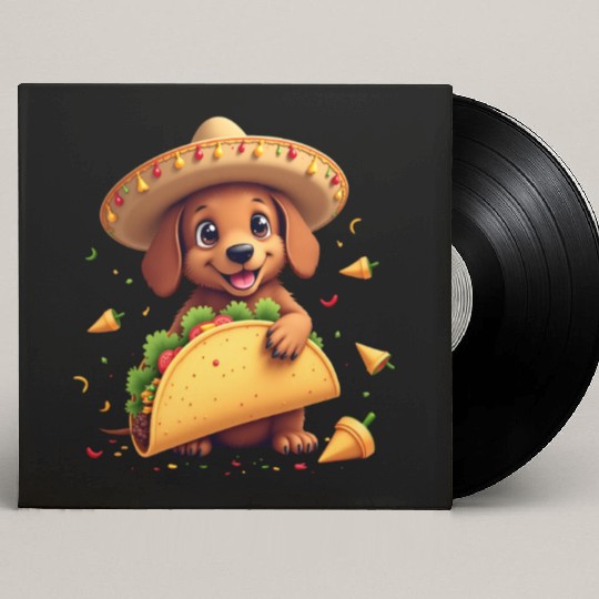 Taco Puppy Fiesta Sombrero Fun Cinco de mayo Custom Vinyl Record Sleeves