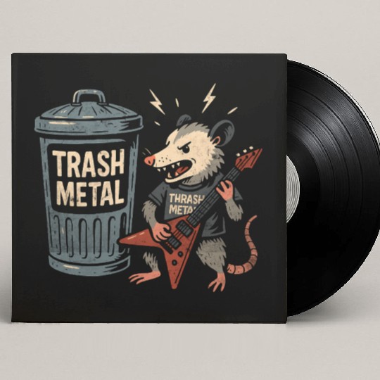 Funny Opossum Thrash Metal Guitar Vintage Pun Custom Vinyl Record Sleeves