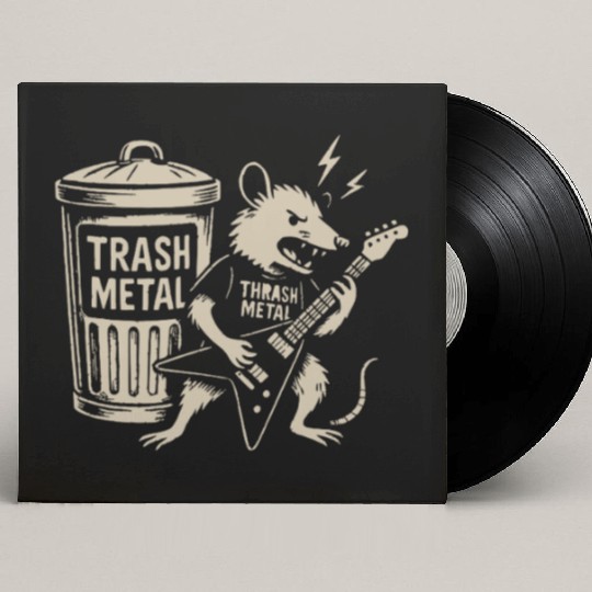 Guitar thrash metal trash metal opossum funny Custom Vinyl Record Sleeves