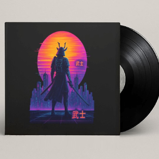 Neon Samurai - Cyberpunk Warrior Art Custom Vinyl Record Sleeves