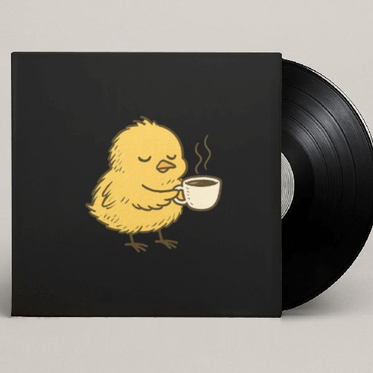 Cute Chick with Coffee Custom Vinyl Record Sleeves