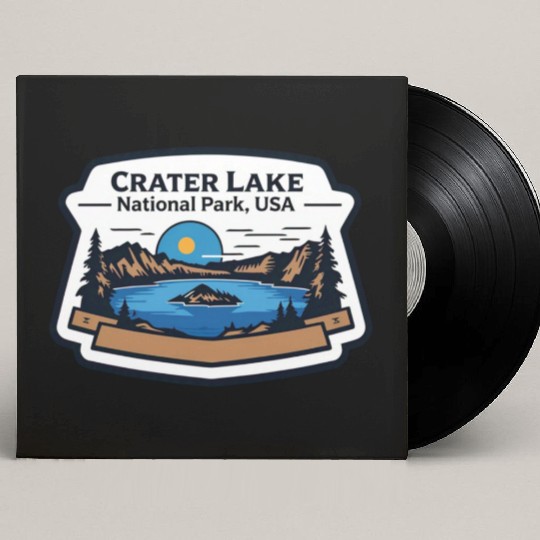 Crater Lake National Park Southern Oregon USA Logo Custom Vinyl Record Sleeves