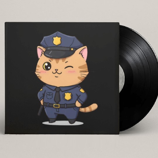 Paw-sitive Law Enforcement – Funny Cat Cop Custom Vinyl Record Sleeves