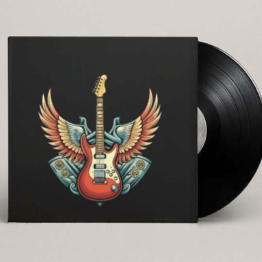 Vintage Retro 80s Rock Roll Music Guitar Wing Custom Vinyl Record Sleeves