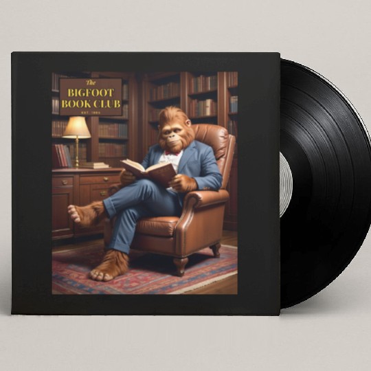 Bigfoot Book Club Sasquatch Reading in the Library Custom Vinyl Record Sleeves