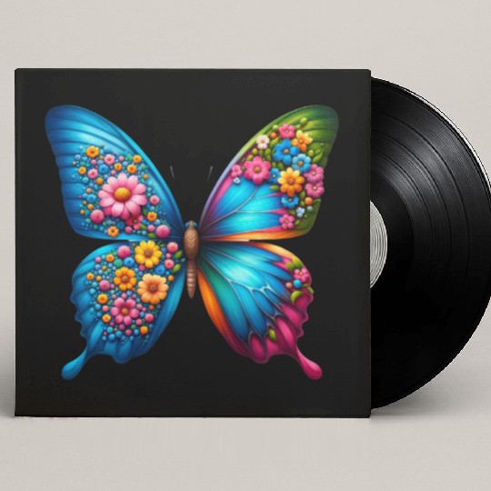 Colorful Butterfly Nature Inspired Summer Vibes Custom Vinyl Record Sleeves