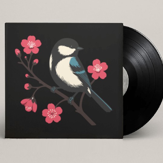 Cherry Blossom Bird - Spring Serenity Art Custom Vinyl Record Sleeves