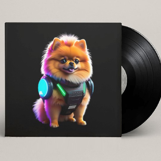 Cyber Pomeranian: Explorer of the Future Custom Vinyl Record Sleeves