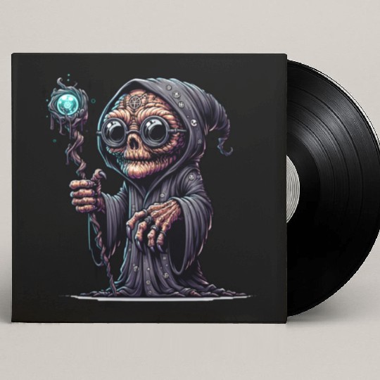 Cosmic Skull Wizard – Creepy Arcane Sorcerer Custom Vinyl Record Sleeves