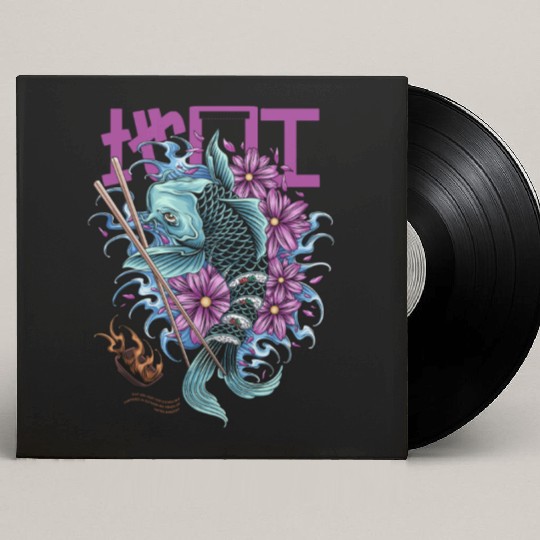 Tattoo Koi Fish & Sakura Flowers – Japanes Art Custom Vinyl Record Sleeves