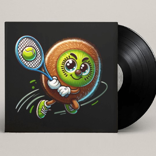 Kiwi Tennis Star – Furry Fruit Champion on Court Custom Vinyl Record Sleeves