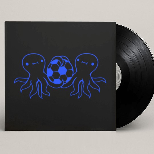 2 octopus team friends playing soccer ball sport Custom Vinyl Record Sleeves