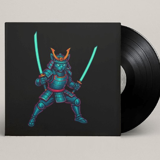 Legendary Samurai Cat – Epic Warrior Design” Custom Vinyl Record Sleeves