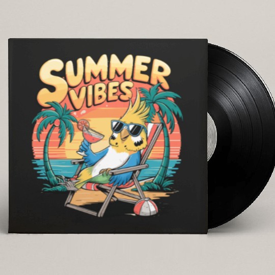 Summer Vibes Tropical Cockatoo Beach Relaxation Custom Vinyl Record Sleeves