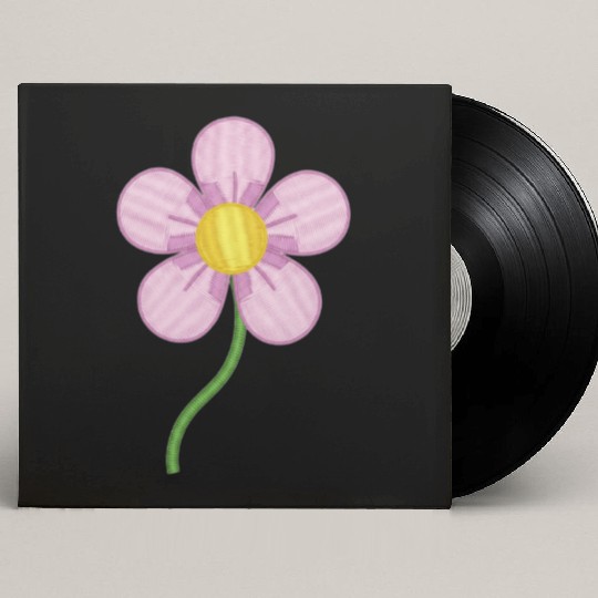 Cute Pink Embroidered Flower Illustration Custom Vinyl Record Sleeves