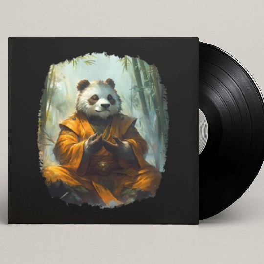 Meditating Panda In The Zen Bamboo Forest Custom Vinyl Record Sleeves