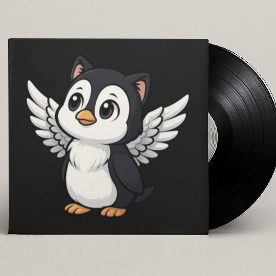 Cute penguin cat angel with cat ears holy Custom Vinyl Record Sleeves