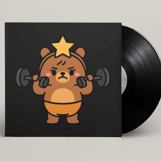 Built Different Bear Quirky Workout Character Custom Vinyl Record Sleeves