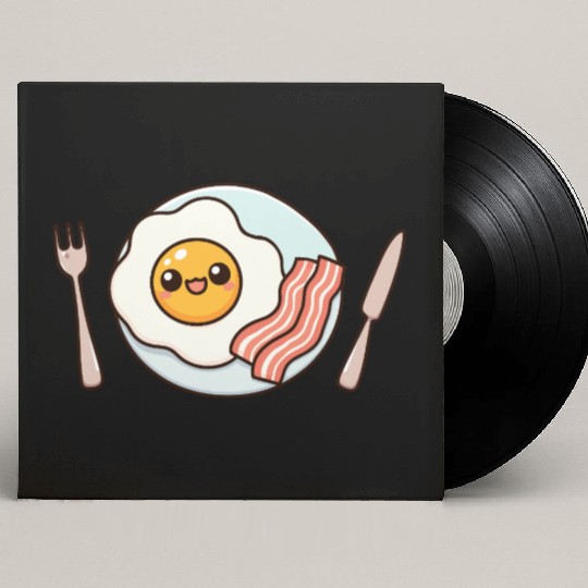 Whimsical Sunny Side Fried Egg Design Custom Vinyl Record Sleeves