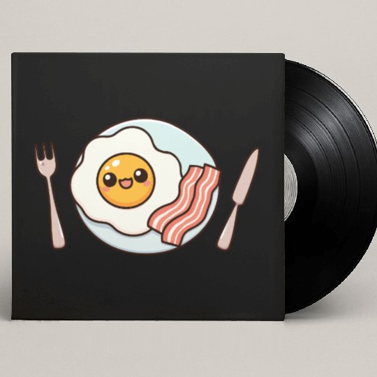 Whimsical Sunny Side Fried Egg Design Custom Vinyl Record Sleeves