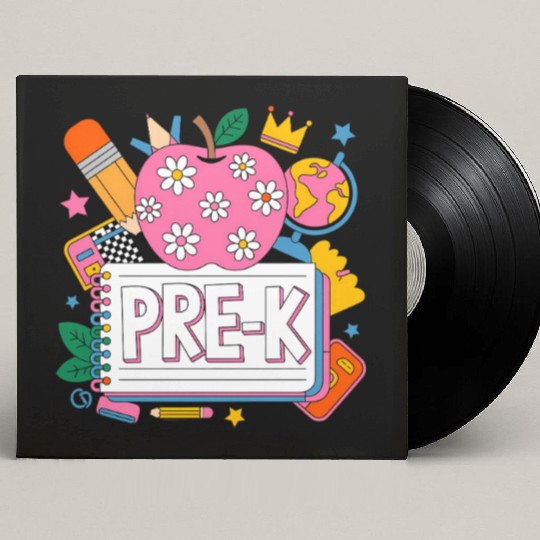 Pre K Teacher Back To School Apple Notebook Custom Vinyl Record Sleeves