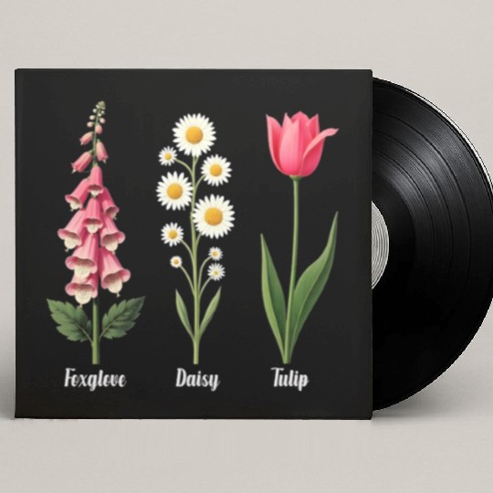 Foxglove Daisy Tulip Vintage Botanical Flowers Custom Vinyl Record Sleeves