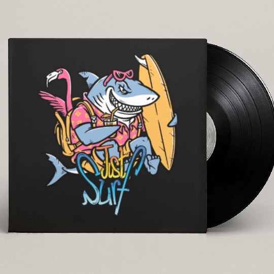 Just Surf – Cool Shark with Surfboard & Flamingo Custom Vinyl Record Sleeves