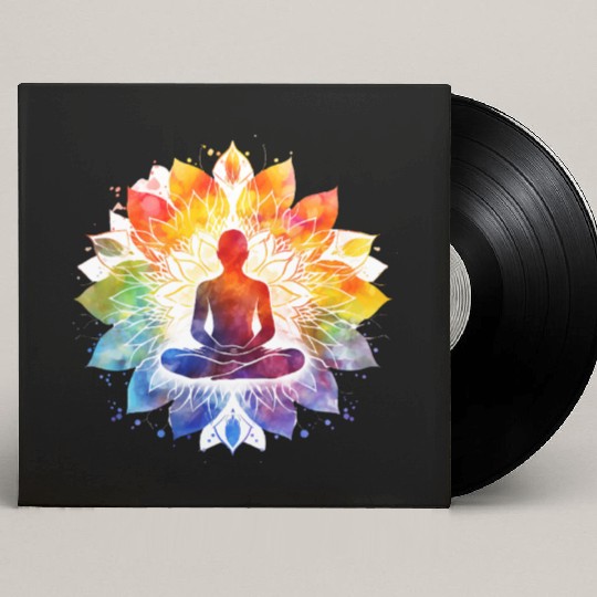 Retro Zen Lotus Meditate Rainbow Custom Vinyl Record Sleeves