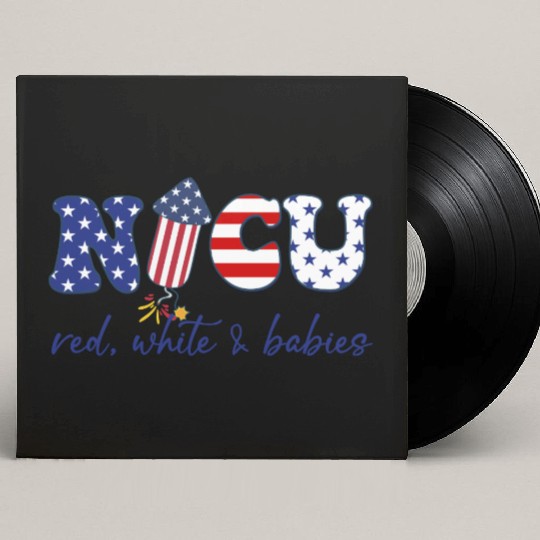 NICU Patriotic Red White Babies Custom Vinyl Record Sleeves