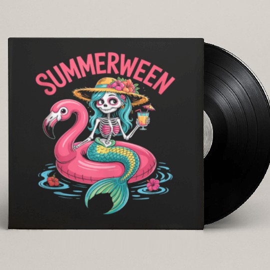 Skeleton Mermaid Flamingo Spooky Summer Party S Custom Vinyl Record Sleeves
