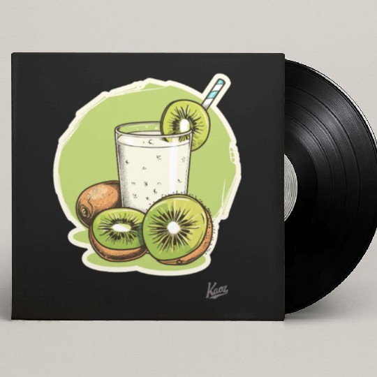 Kiwi fruit and juice with straw illustration Custom Vinyl Record Sleeves