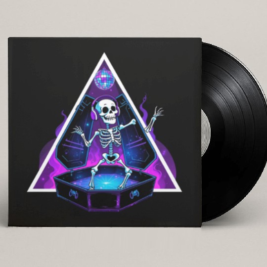 Neon Dancing Skeleton in Coffin Custom Vinyl Record Sleeves