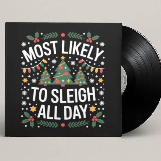 Most Likely To Sleigh All Day Christmas Custom Vinyl Record Sleeves