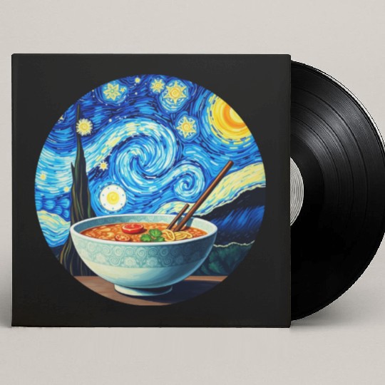 Van Gogh's Starry Night ramen noodle Bowl japanese Custom Vinyl Record Sleeves