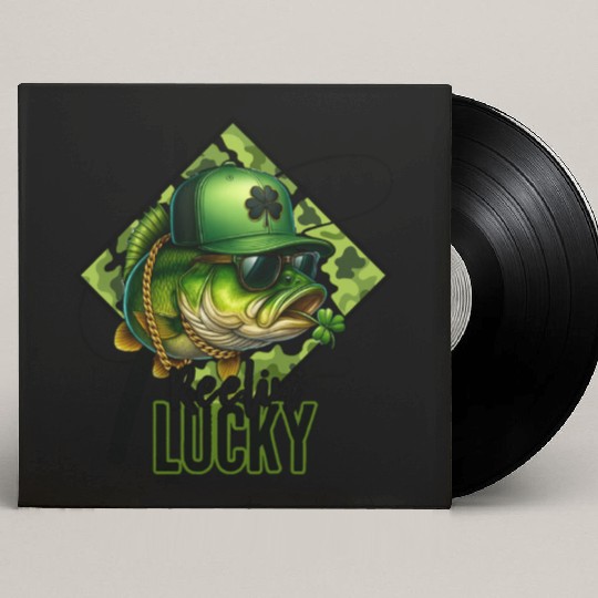 Reelin' Lucky Bass Fish Custom Vinyl Record Sleeves
