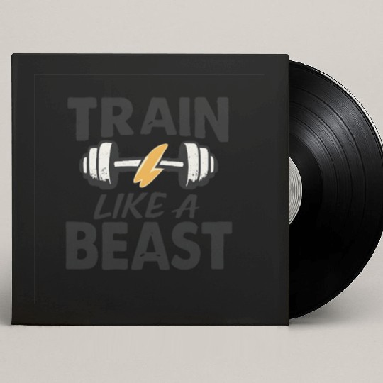 Train Like a Beast Fitness Quote Custom Vinyl Record Sleeves