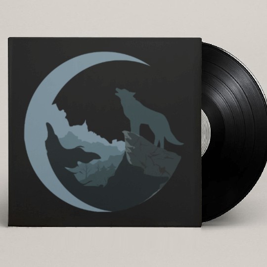 Wolf Moon Silhouette Custom Vinyl Record Sleeves