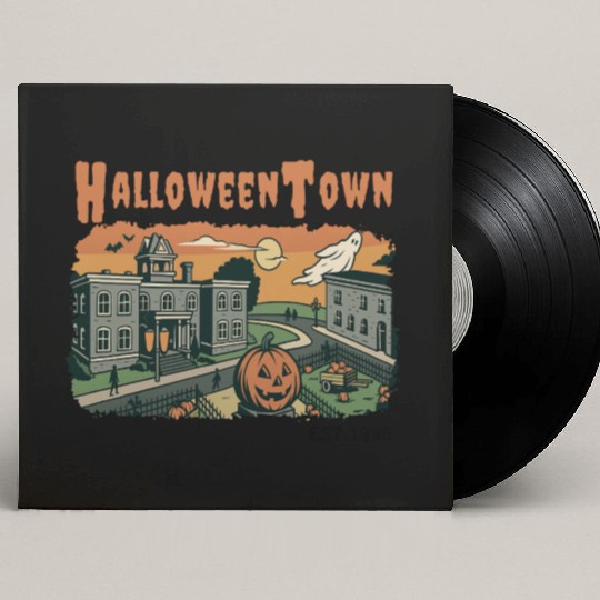 Halloweentown Spooky Sunset Scene – Vintage Hallow Custom Vinyl Record Sleeves