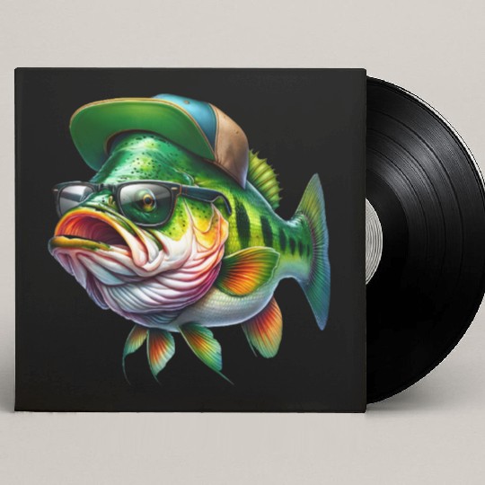 Cool Bass Fish with Green Hat and Glasses Custom Vinyl Record Sleeves