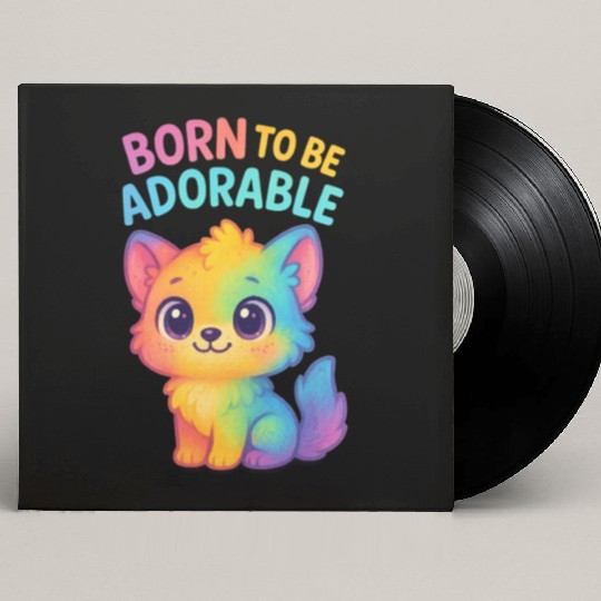 Rainbow Adorable Puppy Illustration Custom Vinyl Record Sleeves