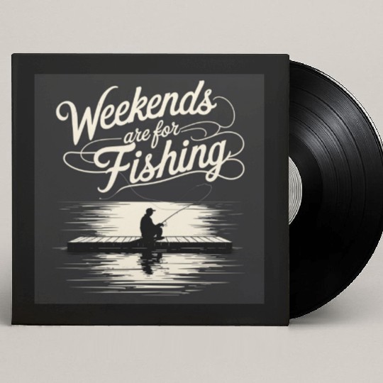 Weekend Fishing Silhouette Design Custom Vinyl Record Sleeves