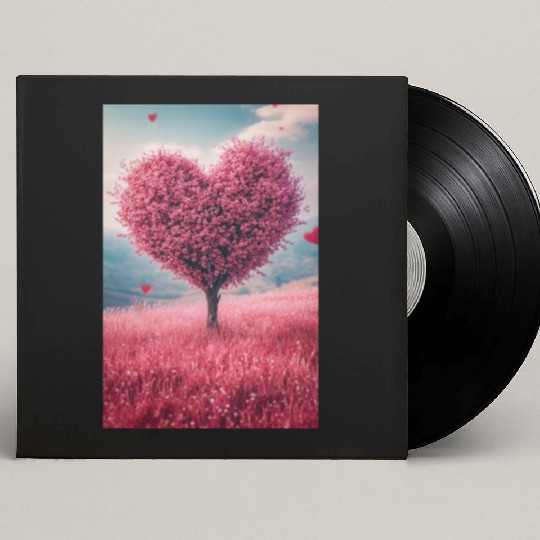 Romantic Heart Tree in Bloom Custom Vinyl Record Sleeves