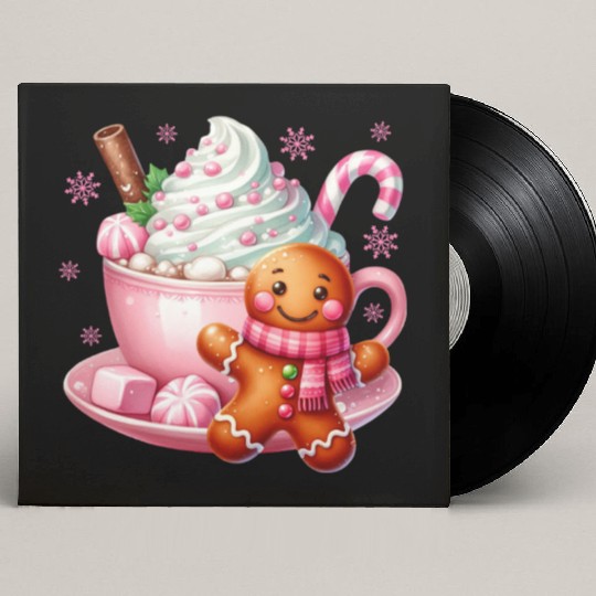 Whimsical Holiday Hot Chocolate Scene Custom Vinyl Record Sleeves