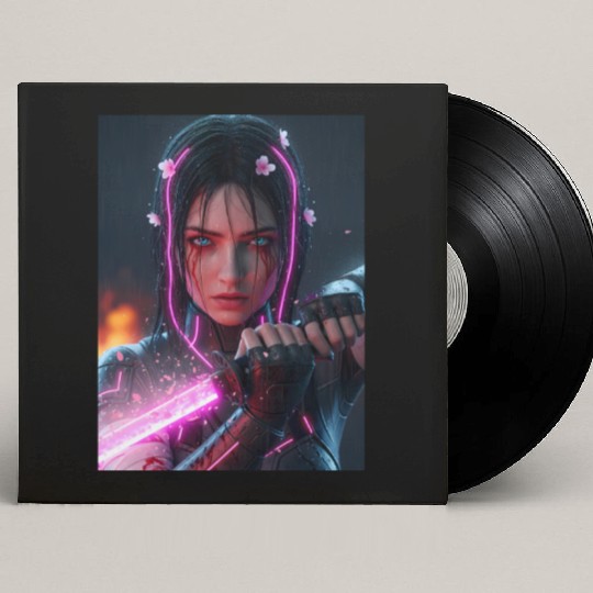 Cyberpunk Samurai Girl Custom Vinyl Record Sleeves