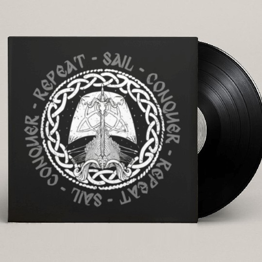 Viking Mythology Pagan Sail Conquer Repeat Custom Vinyl Record Sleeves