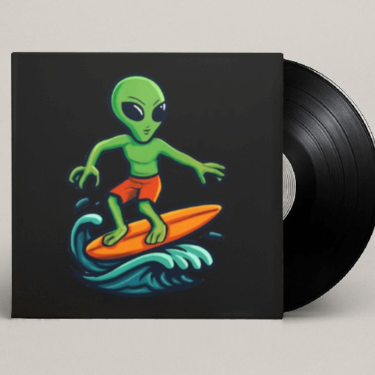 alien surfing Custom Vinyl Record Sleeves