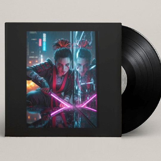 Cyberpunk Samurai Girl Custom Vinyl Record Sleeves