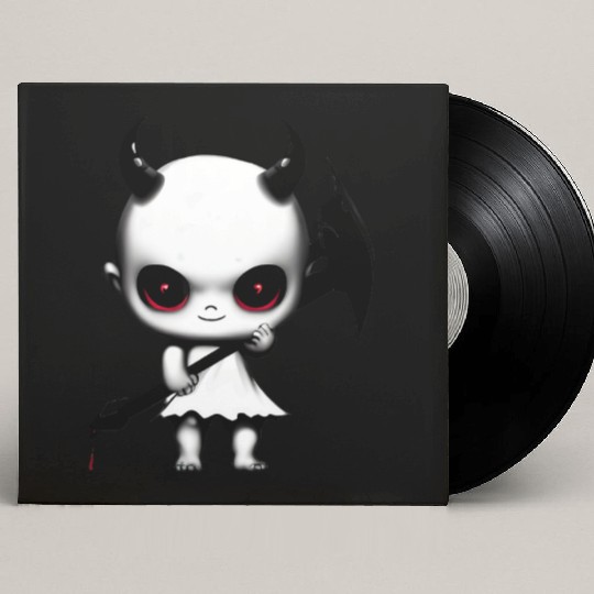 Cute Demon Baby with Horns and Bat Wings Custom Vinyl Record Sleeves